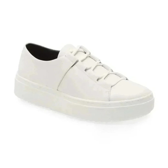 EILEEN FISHER Prescot Platform Sneaker Sz 8.5 In Snow Leather - Picture 1 of 7